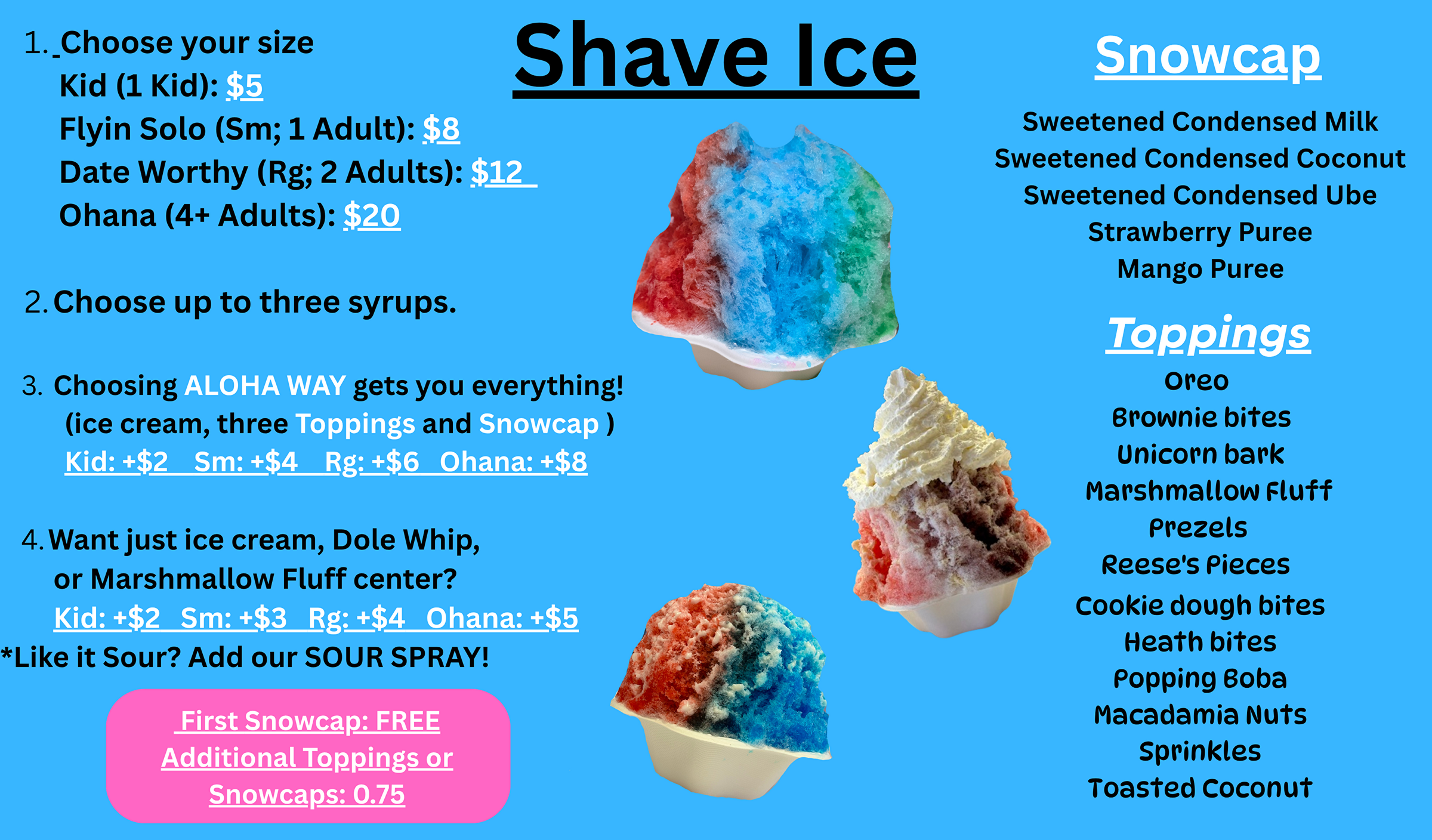 Menu | His Ohana Shave Ice, His Ohana Coffee